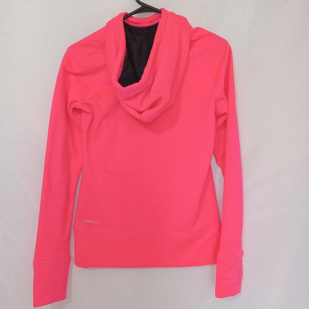 Nike Neon Coral Pink Pullover Hoodie size XS Polyester Pouch Pocket Long Sleeve - Picture 5 of 12